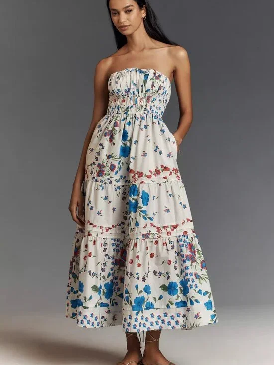 ANTHROPOLOGIE The Somerset Strapless Maxi Dress size M new with tag - Picture 1 of 6